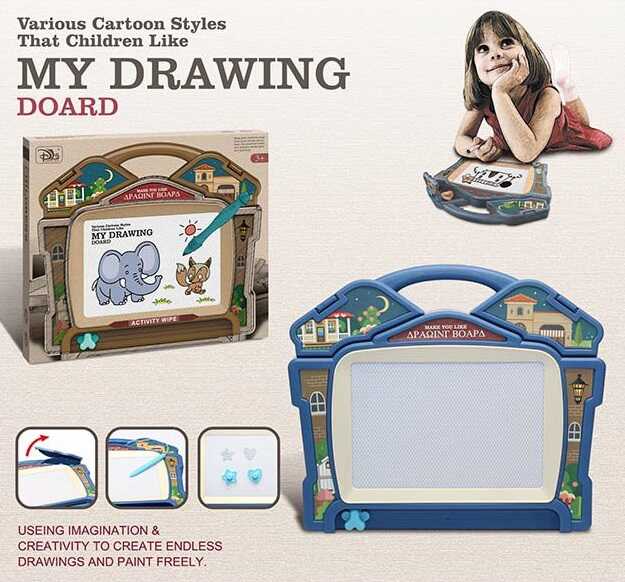 Дошка для малювання CJ 6011 E-1 (72/2) магнітна, штампи, в коробці