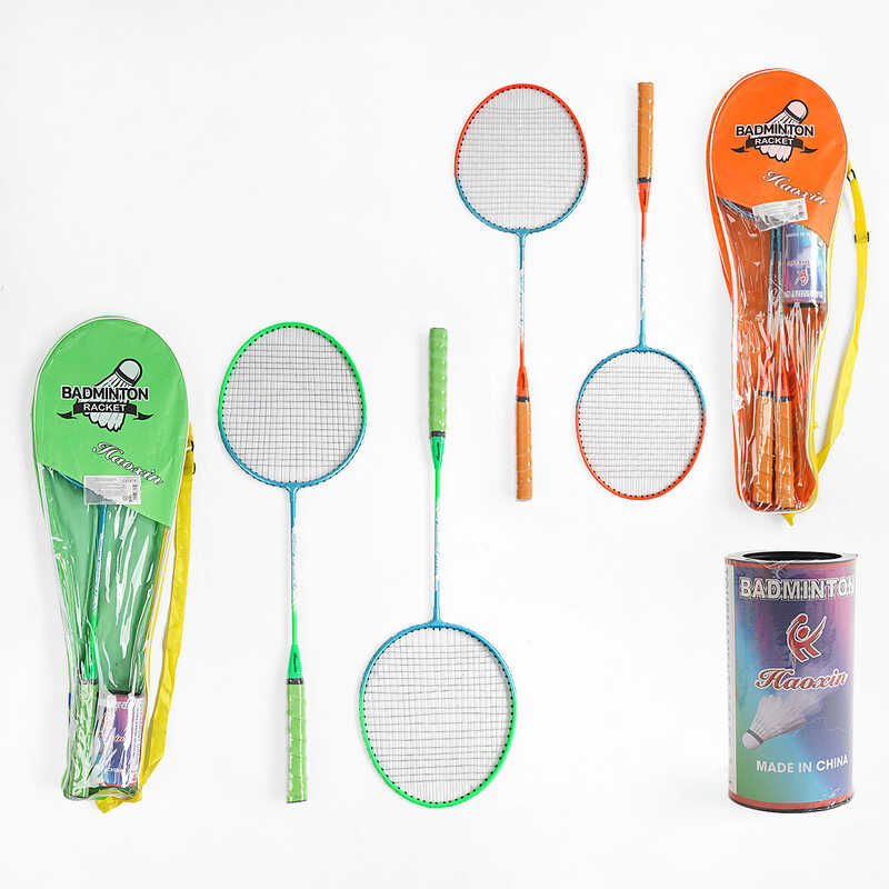 Бадмінтон C 63474 (50) 2 види, 2 ракетки, воланчики, металевий каркас, в чохлі