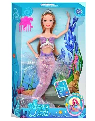 Лялька - русалка SK 055 D , висота 30 см, взуття, прикраса, гребінець, в коробці