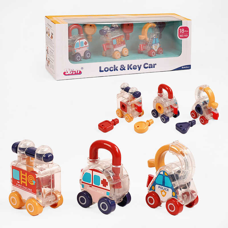 Набір машин 103 (24) 3 штуки, замки, ключі, в коробці