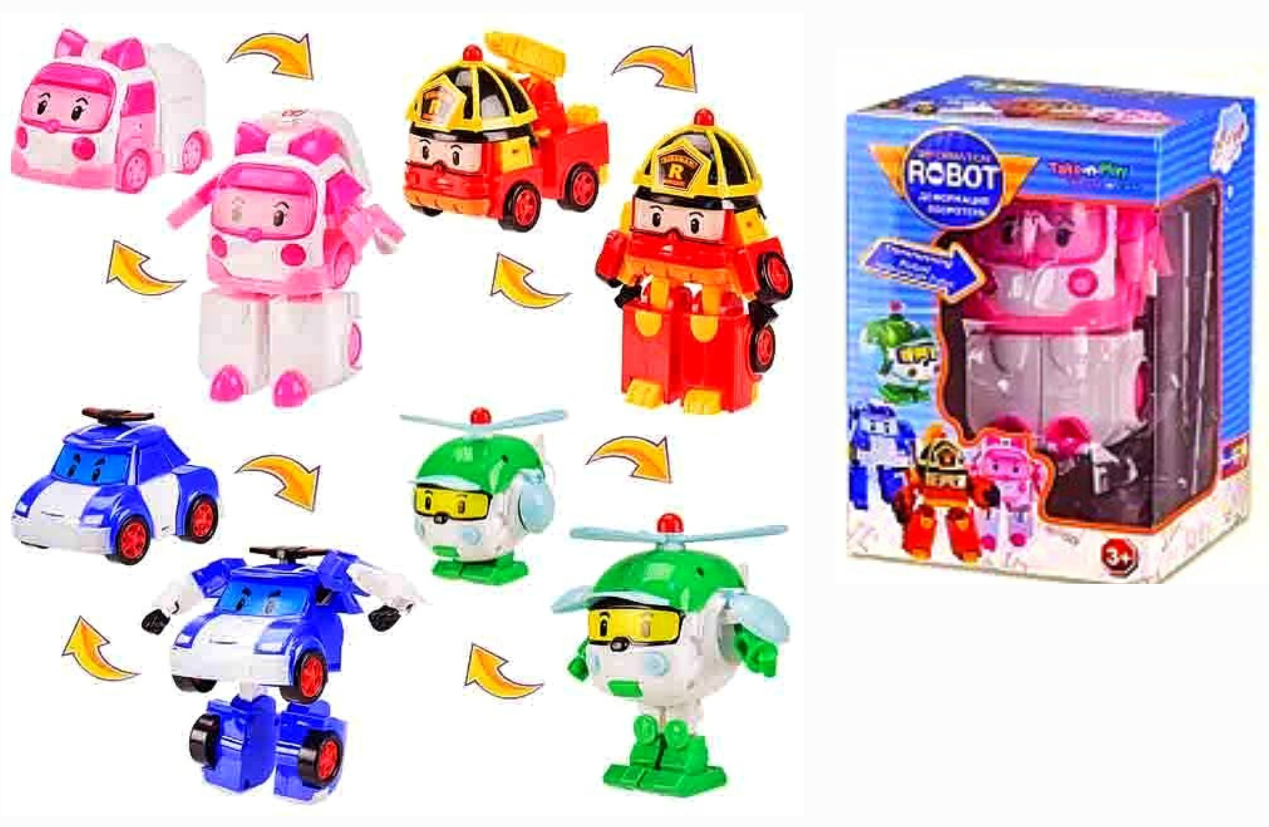 Трансформер 83608 , 4 види, в коробці, замовляти серіями - 4 шт, героі "Робокар Полі"