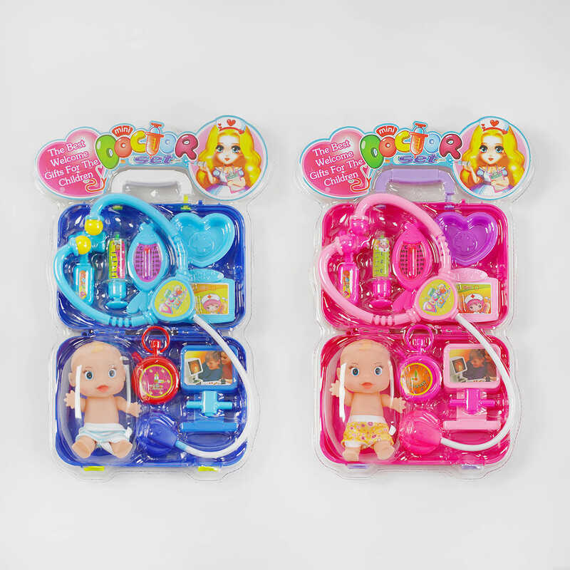 Набір лікаря 3 А 318 (72/2) 2 кольори, пупс, валіза, в слюді