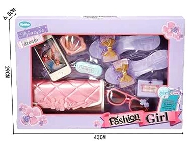 Набір прикрас 161-2 , туфлі, тіні, автомобільні ключі, сумка, окуляри, крем, телефон, в коробці