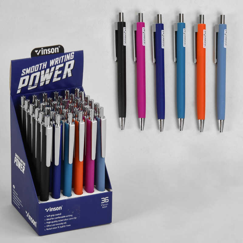 Набір масляних ручок М 45658 (40) ЦІНА ЗА 36 ШТУК В БЛОЦІ, кулькова, синя паста, діаметр пишучого вузла 0,7 мм