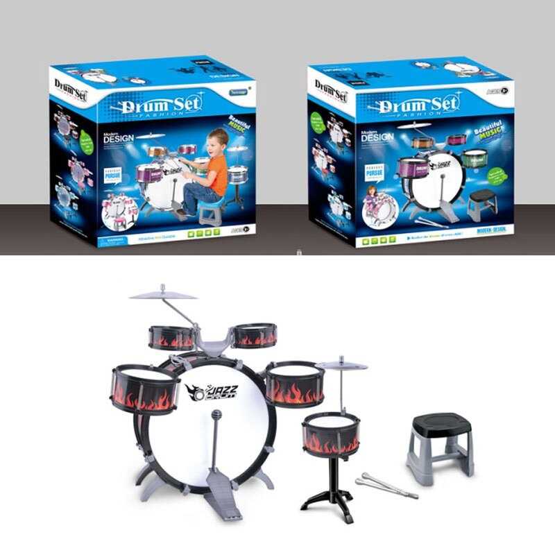 Барабанна установка L 651 (12) стільчик, 5 барабанів, 1 барабан із педаллю, 2 палички, 2 металевих диски, в коробці