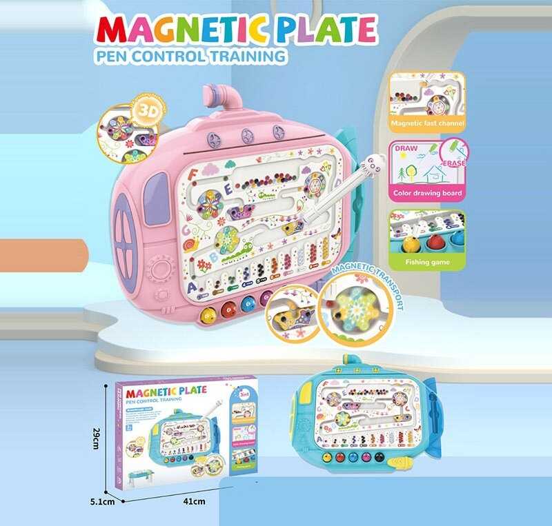 Магнітна гра 666-4 A (36) 2 кольори, магнітний стилус, магнітна риболовля, дошка пиши-стирай, 4 маркери, в коробці