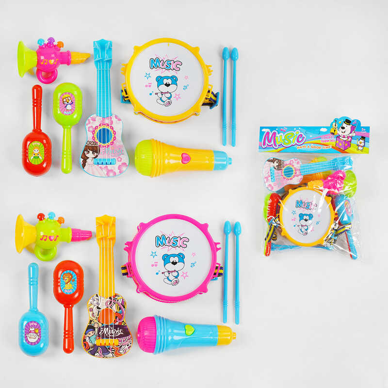 Музичні інструменти 5298-3 (96/2) барабан, гітара, мікрофон, у пакеті