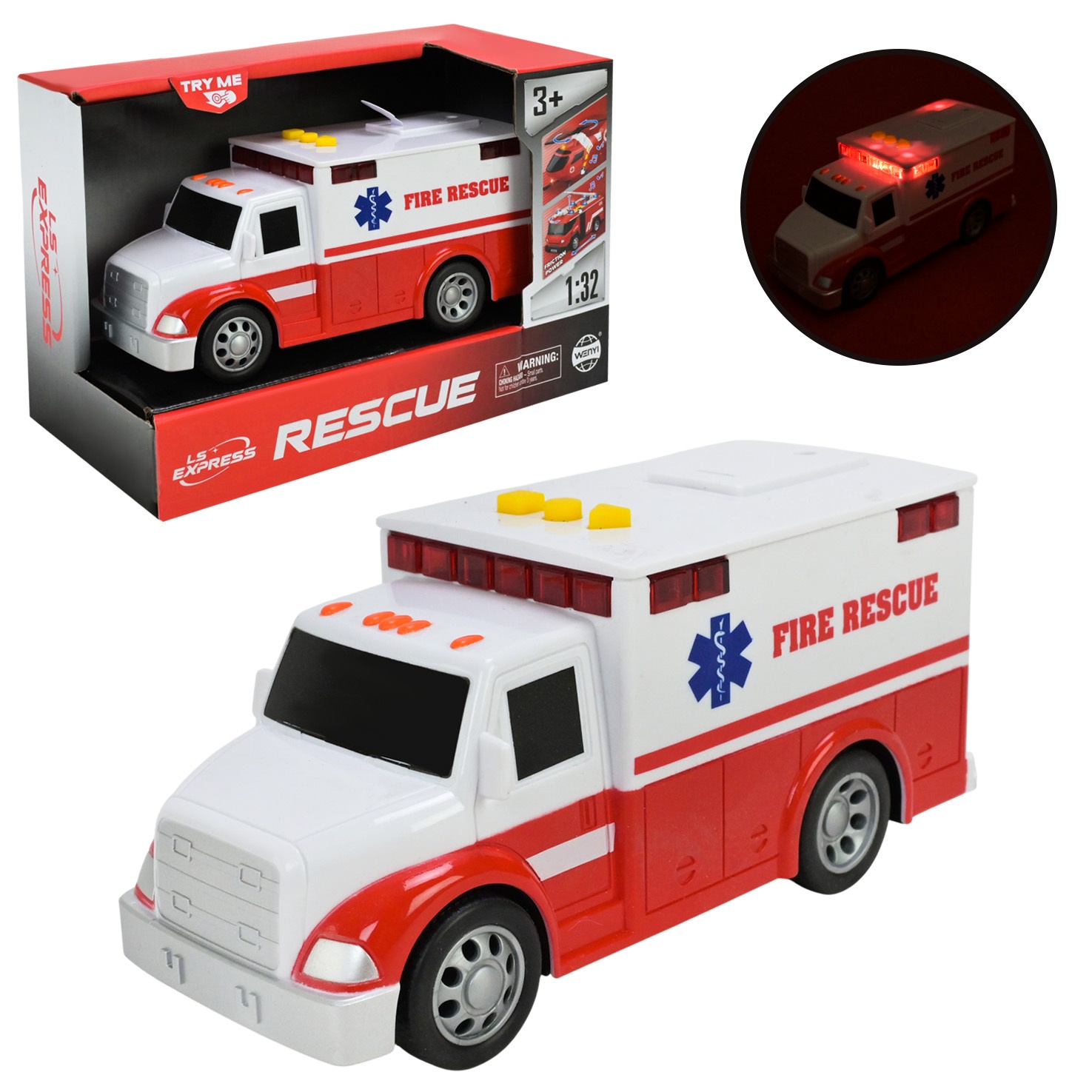 Машина «Пожежна охорона» WY1109 (біл.) , інерція , світло , звук , коробка