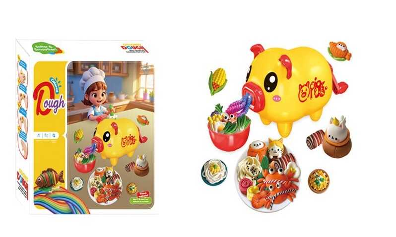 Тісто для ліплення 9031 (72/2) екструдер, змінні насадки, баночки з тістом у 4х кольорах, мисочка, таця, ніж, в коробці