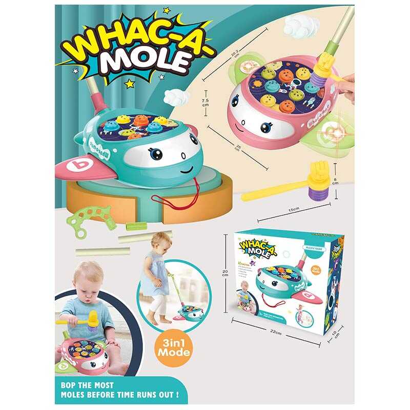 Каталка 8528 C (48/2) 2 кольори, гра стукалка, рухає крилами, мелодія, молоток, в коробці