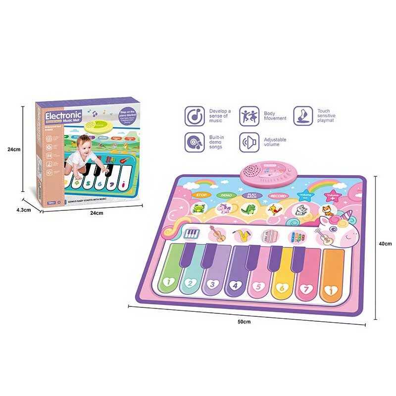 Музичний килимок MTK 035-5 A (72) 50 х 3 х 40 см, на батарейках, музичні інструменти, звуки тварин, запис, режим пам'яті, музика, в коробці