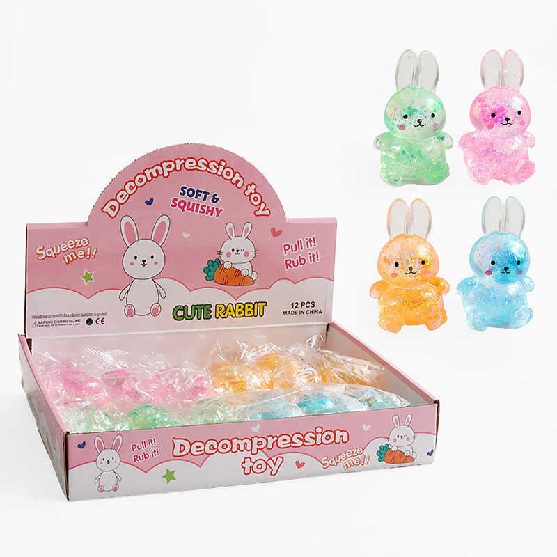 Гра антистрес C 72765 (12) "Зайчик", гелеве наповнення, блискітки, в коробці, ЦІНА ЗА 12 ШТУК В БЛОЦІ