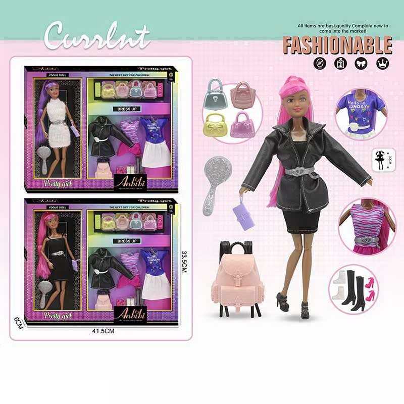 Лялька WX 278-1 (36/2) 2 види, 30 см, аксесуари, рюкзак, шарнірні суглоби, знімний одяг, гребінець, прошите волосся, в коробці