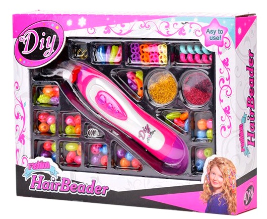 Набір для створення прикрас для волосся 008 , намистини , станок , блістки , коробка