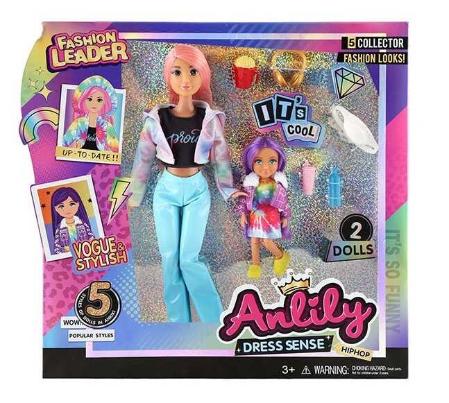 Набір ляльок 616805 (24)  2 ляльки, висота: 30 см, маленька лялька: 12 см, шарнірні з’єднання суглобів, знімний одяг та взуття, аксесуари, в коробці