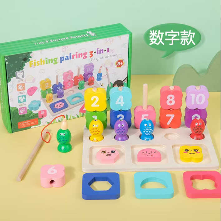 Логічна дерев’яна дошка C 73331 (36) вкладиші, пірамідки, магнітна риболовля, в коробці