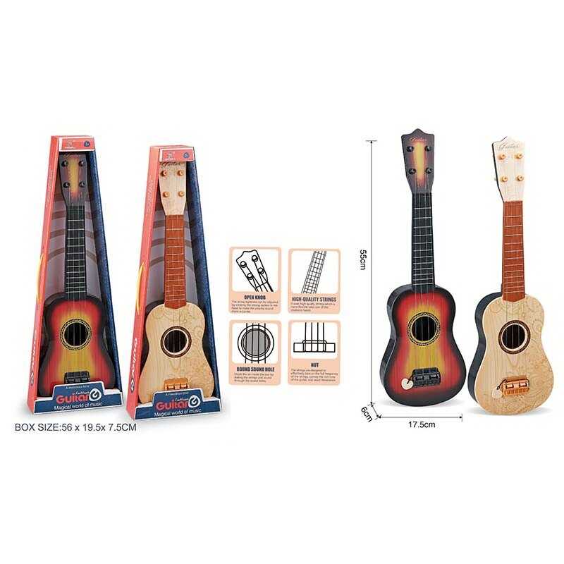 Гітара 898-45 (48/2) 2 види, медіатор, 4 струни, колковий механізм, в коробці