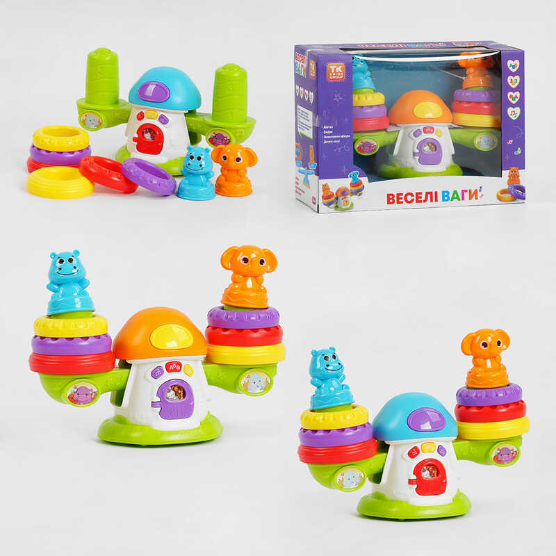 Музична розвиваюча іграшка "Веселі ваги" 81487 (36) "TK Group", ОЗВУЧУВАННЯ УКРАЇНСЬКОЮ МОВОЮ, абетка, цифри, дитячі пісні, підсвічування, в коробці