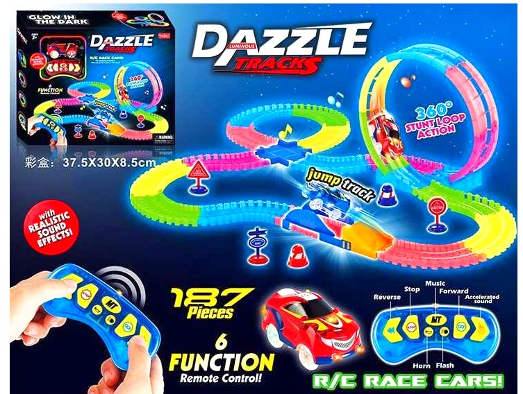 Автотрек на радіокеруванні 130 (24/2) світло, звук, 187 ел., довжина трека 425 см, в коробці