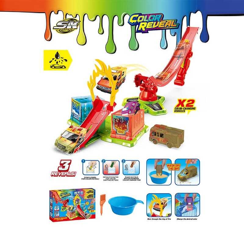 Автомийка SK 774 X (24) трек, 2 металопластикові машинки, змінюють колір, рухливі елементи, піпетка для водички, в коробці