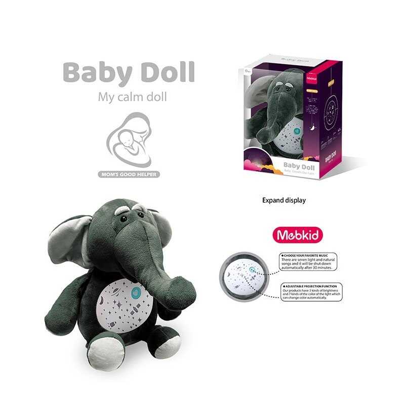 Нічник MBQ 661-8 A (18) “Слоник”, підсвічування, мелодії, проєктор, в коробці