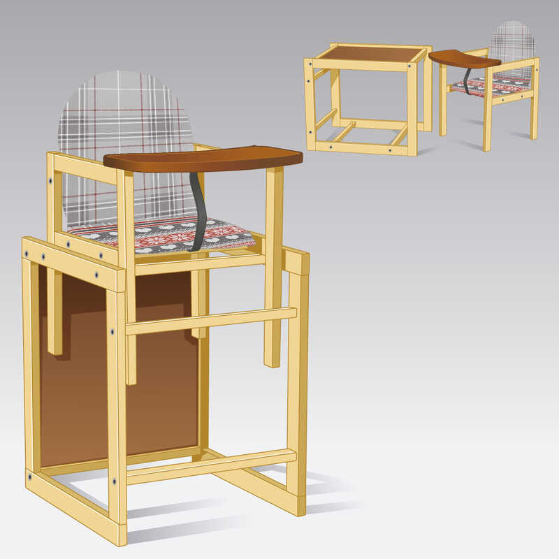 гр Стільчик малий №1120 "Абстракція" колір сіро-червоний (1) ТМ "Мася"