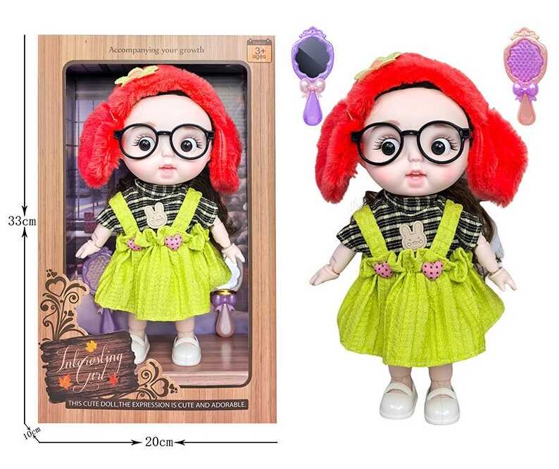 Лялька 3808 B21 (36/2) висота 27 см, пісні англійською, вітається, сміється, підсвічування, шарнірні кінцівки, окуляри, дзеркальце, щітка, в коробці
