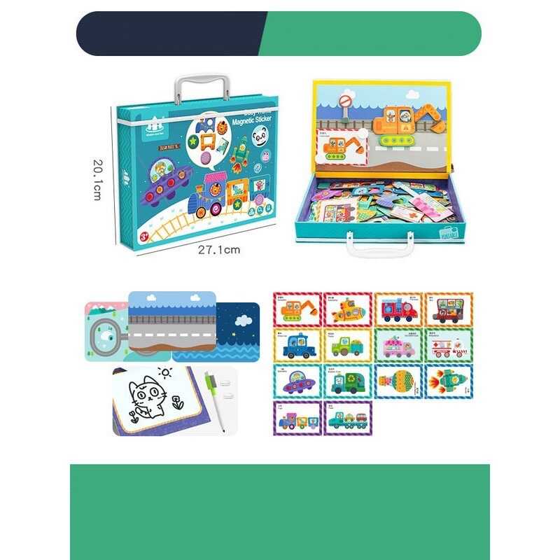 Дерев'яна магнітна дошка С 74457 (36) “Транспорт”, 14 карток із завданнями, дошка пиши-стирай, в коробці