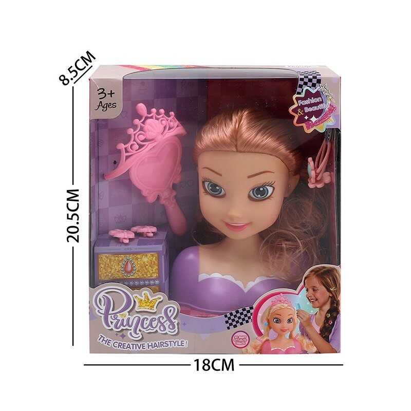 Манекен для зачісок LK 1714 B (96/2) аксесуари, гребінець, корона, в коробці