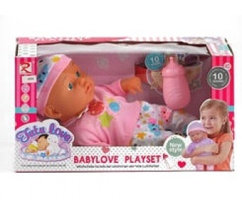 Пупс 9269/9271/9270 м'якотілий, музичний чіп, 10 звукових ефектів, пляшечка, у коробці