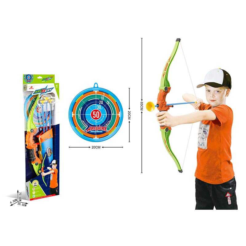 Лук 6032 (48/2) довжина 65 см, футляр для стріл, мішень, 3 стріли з присосками, в коробці