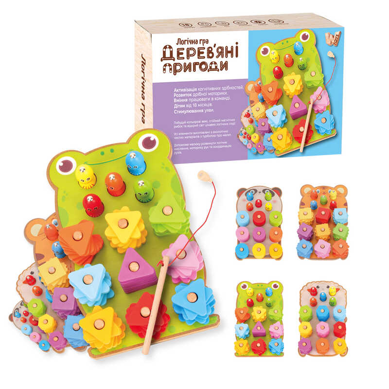 Логічна дерев’яна дошка 44120 (36) "WToys", фігури, магнітна риболовля, в коробці, ВИДАЄТЬСЯ ТІЛЬКИ МІКС ВИДІВ