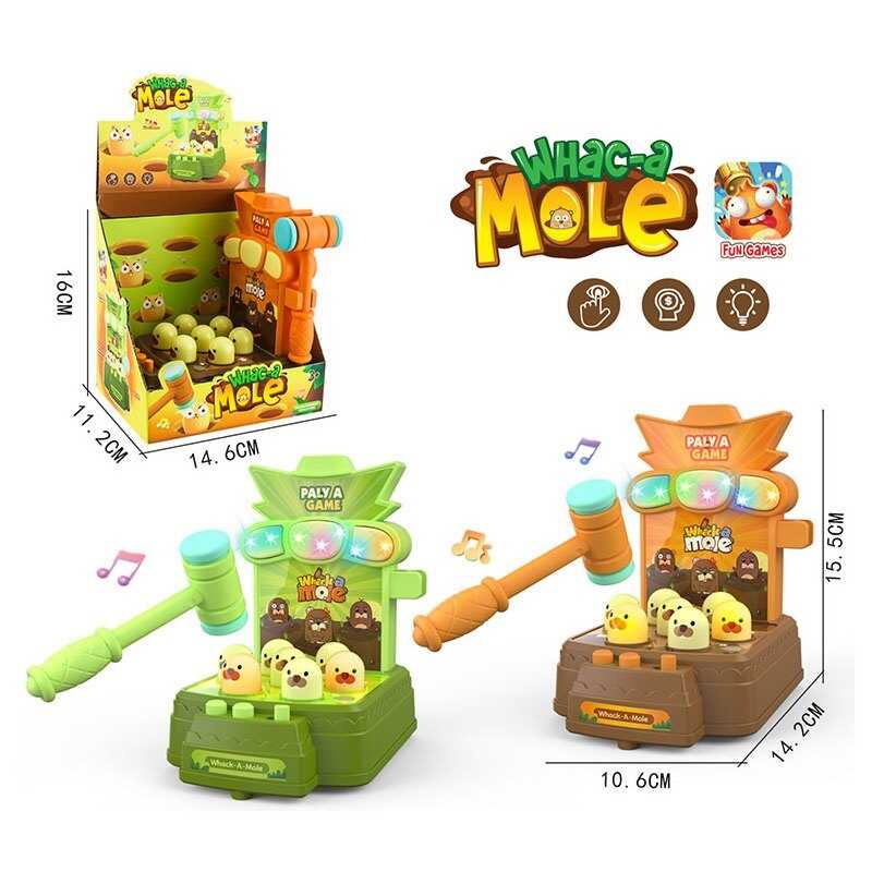 Стукалка 105-1 (120) 2 кольори, підсвічування, звуки, режими гри, регулювання гучності, молоточок, від батарейок, в коробці