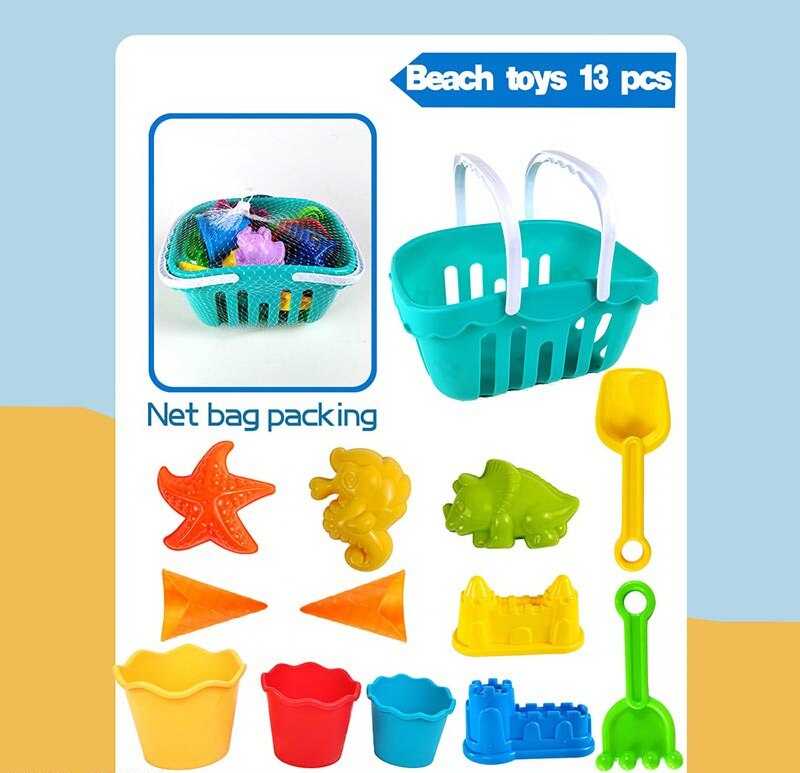 Пісочний набір CH 8836 (36/2) кошик, граблі, лопатка, форми для піску, в коробці