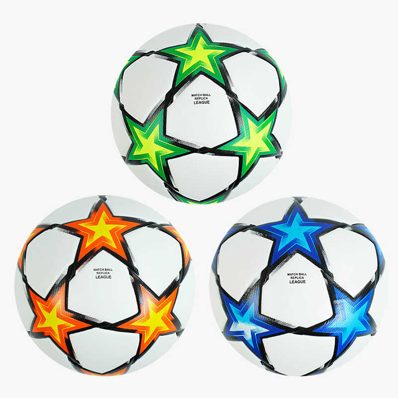 М`яч футбольний C 64691 (30) 3 види, вага 420 грамів, матеріал PU, балон гумовий, клеєний, (поставляється накачаним на 90), ВИДАЄТЬСЯ МІКС