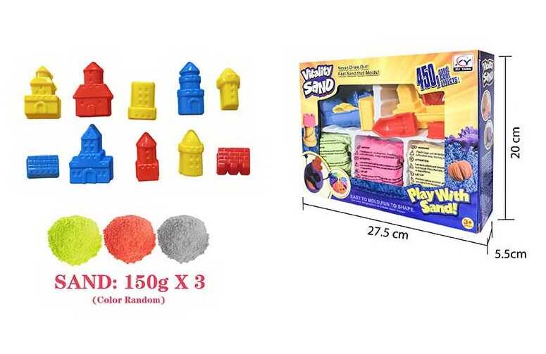 Кінетичний пісок 1905 F/G/H/I (36/2) 450 г, 3 кольори, 10 форм, в коробці