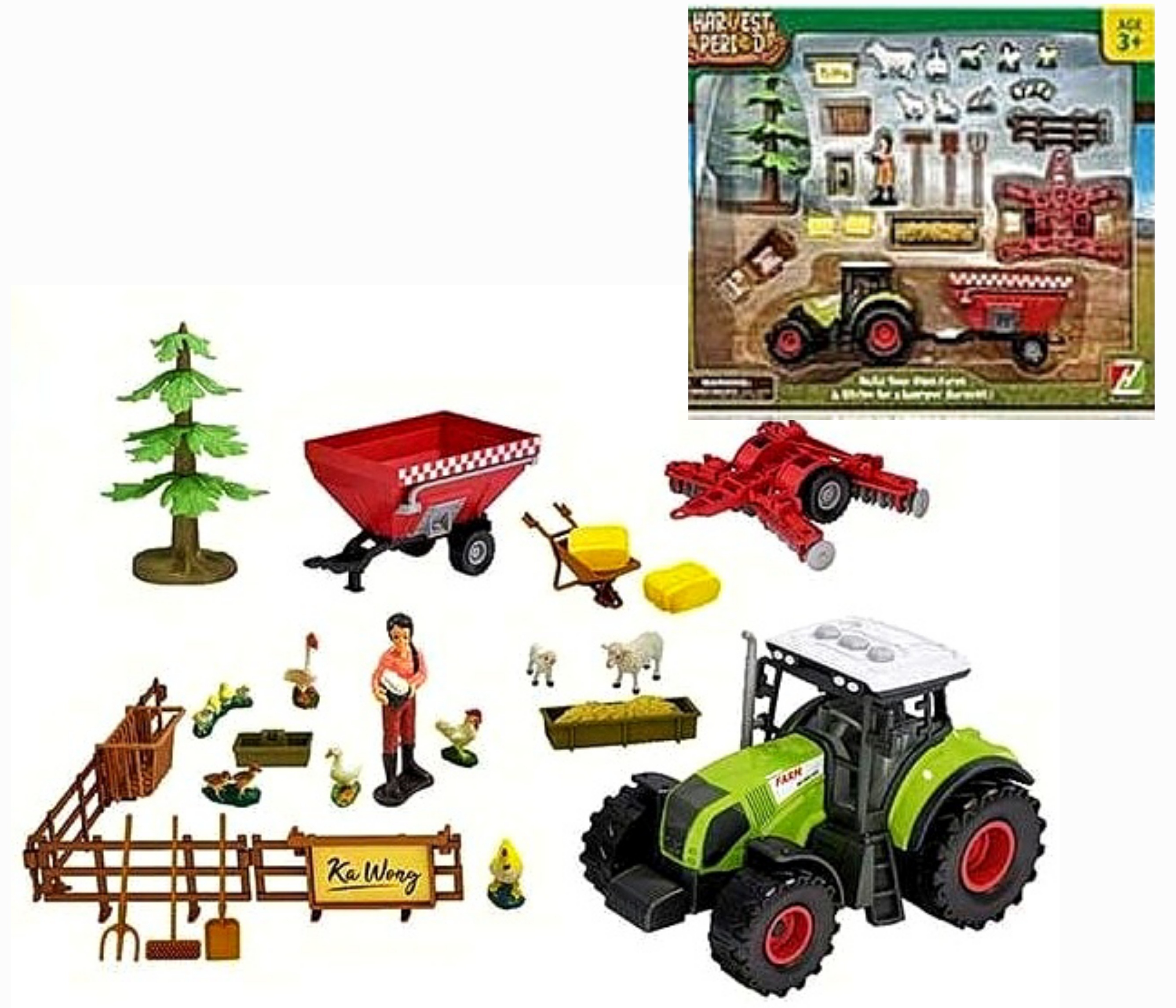 Ферма 550-7 K , 26 елементів, трактор з інерцією, на батарейках, фігурки птахів, фігурка фермера, в коробці