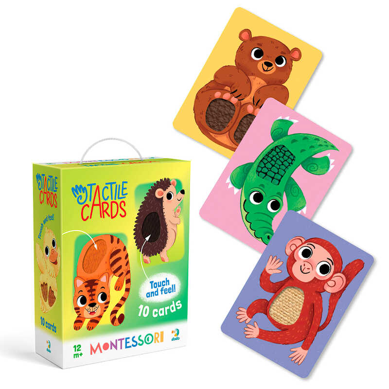 гр Набір карток Монтесорі з тактильними елементами "Малюки тварин" 301230 (40) "DoDo", 10 карток, в коробці