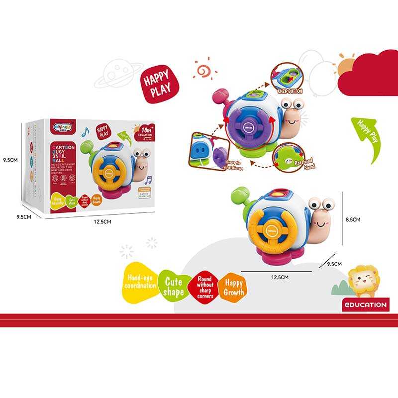 Бізіборд 99-21 (120) 2 види, “Равлик”, пальчикові ігри, 5 забавок, тріскачка, рухомі лементи, спінер, в коробці