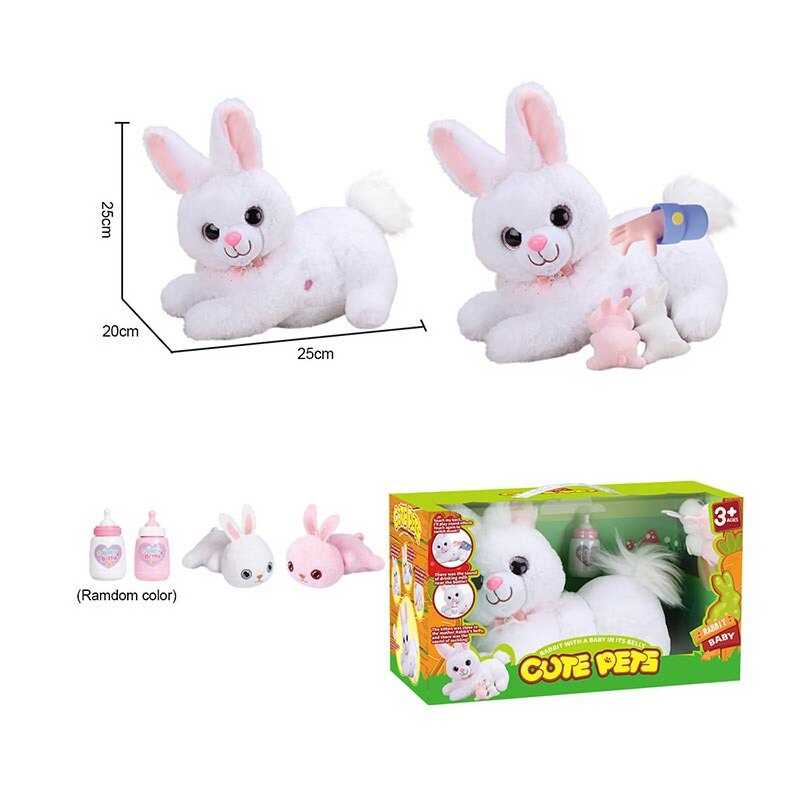 Інтерактивна іграшка 933-146 E (12) “Кролик”, запис та відтворення звуків, сенсорні та магнітні датчики, двоє кроленят, пляшечка, пісні англ. мовою, окастик, в коробці