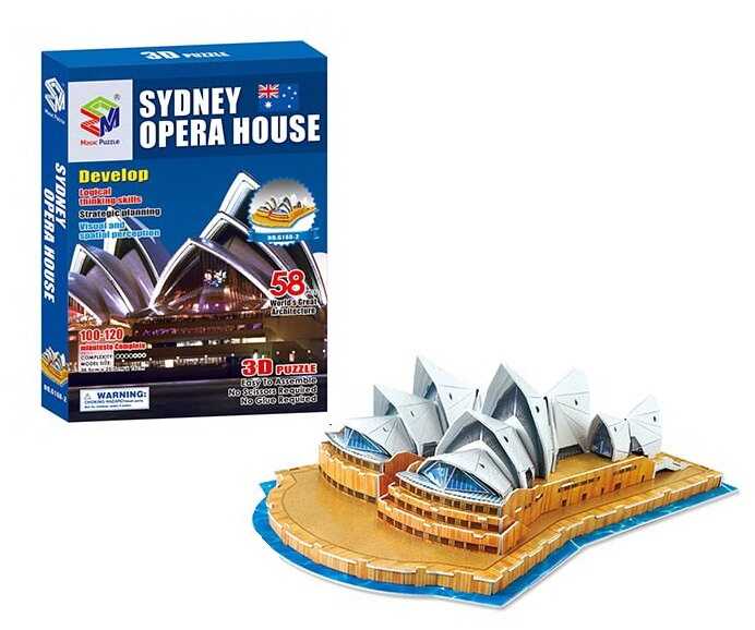 Пазли 3D G 168-2 (24) "Сіднейський оперний театр", 58 елементів, висота 15 см, у коробці