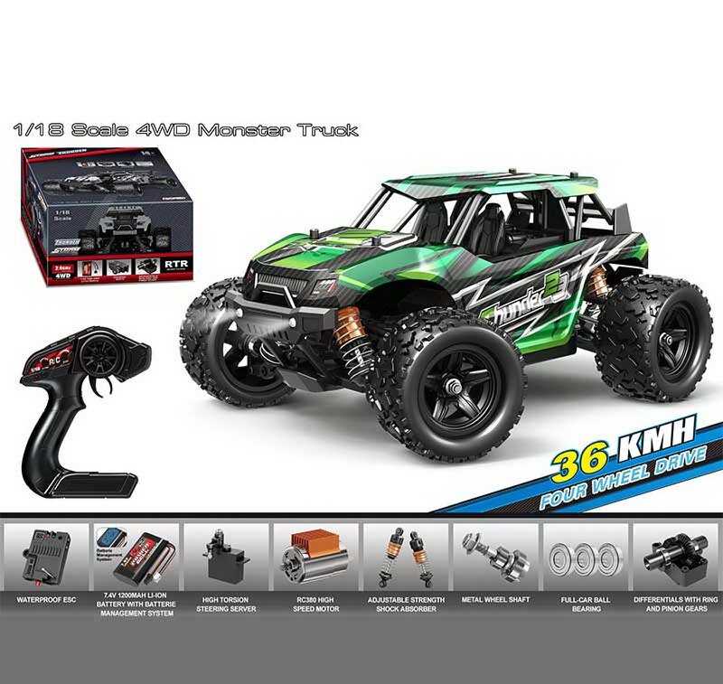 Джип на радіокеруванні HS 18313 (8) акумулятор 7.4 V, USB-кабель, пульт 2.4 G, підсвічування, протиударний корпус, гумові шини, швидкість до 36 км/г, в коробці