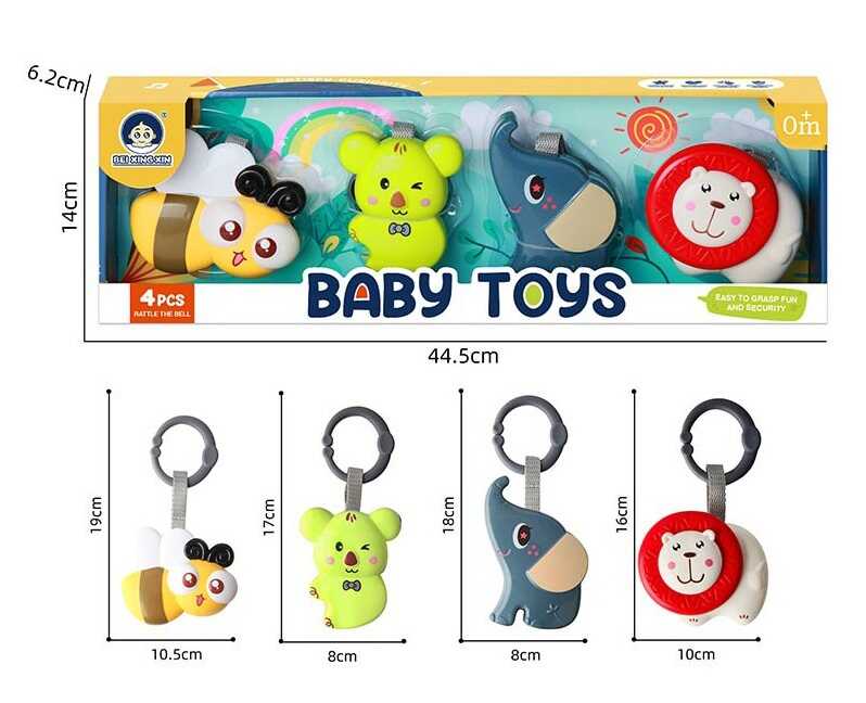 Набір брязкалець 977-1 (60/2) 4 штуки, рухливі елементи, можна підвісити, в коробці