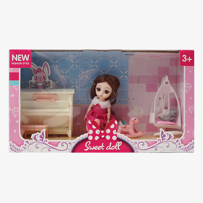 Лялька R 100-155-35 (48/2) 15 см, імітація скляних очей, шарнірні суглоби, аксесуари, в коробці