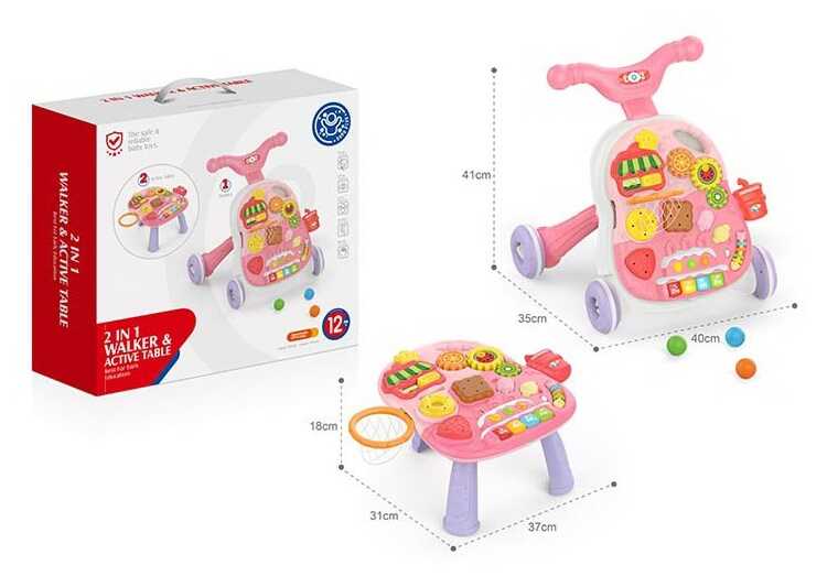 Музична каталка НЕ 0815 (6) 2в1, інтерактивний столик, підсвічування, музичне піаніно, сортер, баскетбольна сітка, у коробці