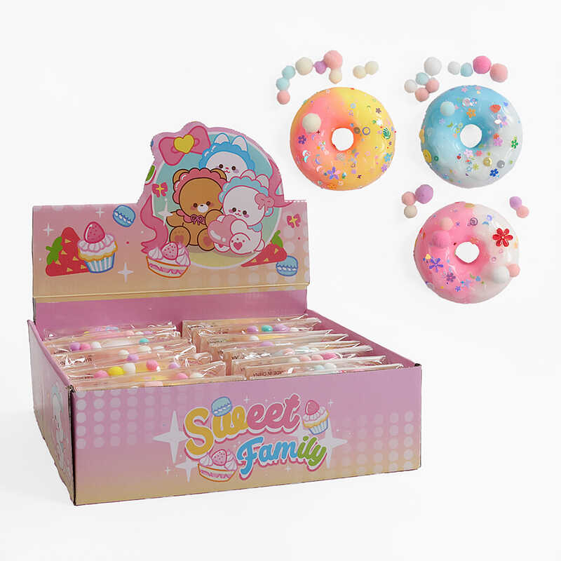 Гра антистрес C 71216 (24) ЦІНА ЗА 16 ШТУК В БЛОЦІ, “Пончик”, блискітки, м’які кульки, в коробці