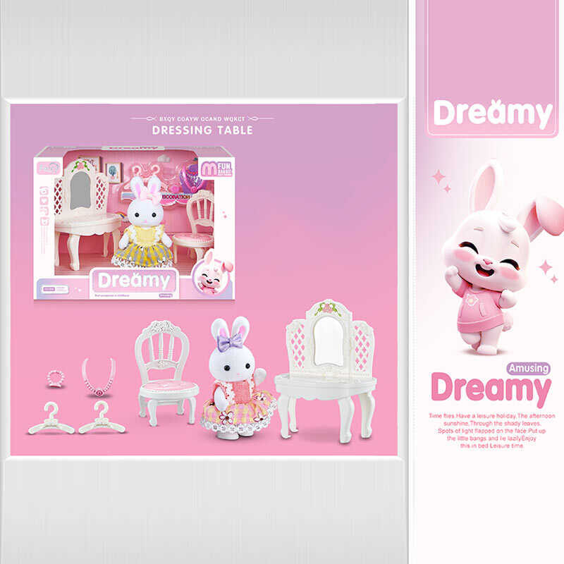 Набір меблів 6621 A-1 (96/2) флоксова фігурка, висота: 9 см, трюмо, стілець, аксесуари, в коробці