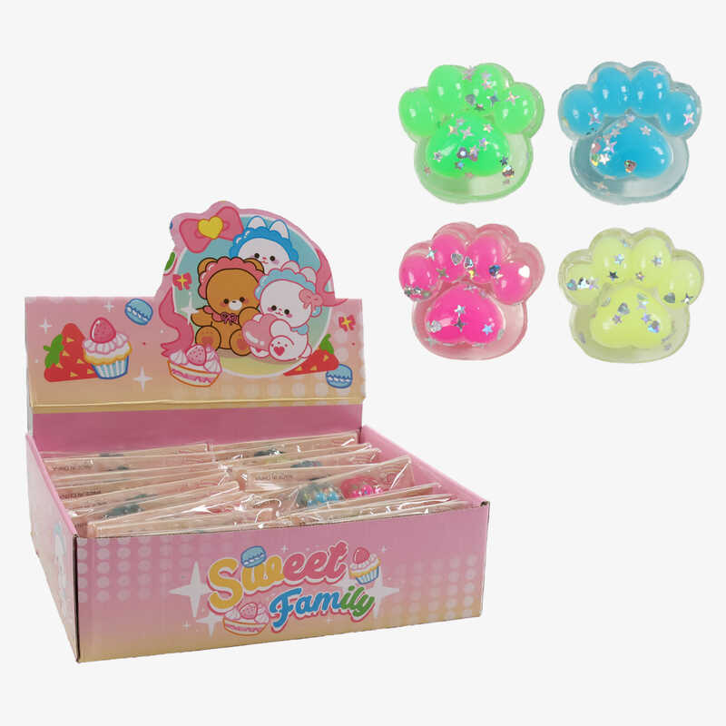 Гра антистрес C 72520 (24) ЦІНА ЗА 20 ШТУК В БЛОЦІ, "Лапка", блискітки, розмір 3х2х3 см, в коробці