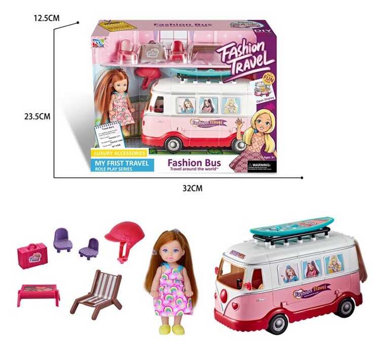 Лялька K 038 (30/2) машина, висота ляльки: 11,5 см, шарнірні суглоби, аксесуари, знімний одяг, в коробці