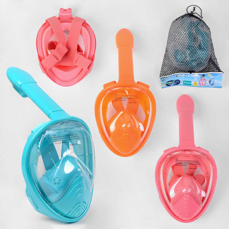 Маска C 40167-66 M (20) "TK Sport", 3 кольори, повнолицева, кріплення для екшн-камери, беруші для плавання, в сумці